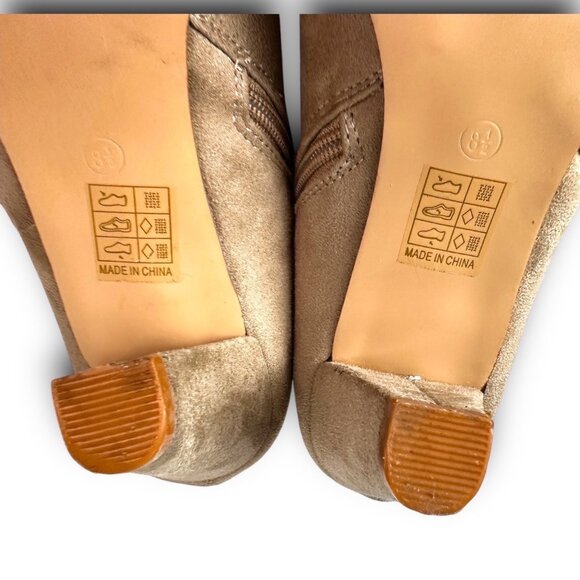 Chic Journee Womens Faux Suede Tan High Heel Ankle Booties Side Zipper EUC Sz8 - Picture 11 of 14